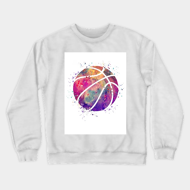 Basketball Ball Watercolor Sports Gift Crewneck Sweatshirt by LotusGifts